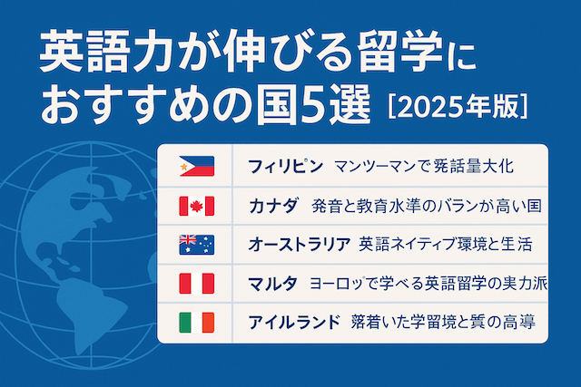 英語力が伸びる留学におすすめの国5選【2025年版】
