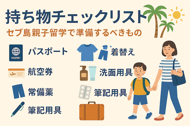 持ち物チェックリスト:セブ島親子留学で準備するべきもの
