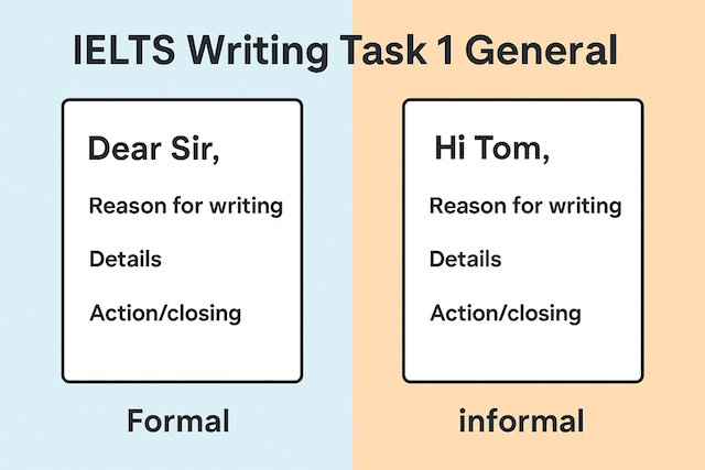 IELTSライティング Task 1 General 手紙の構成とサンプル(Formal / Informal)