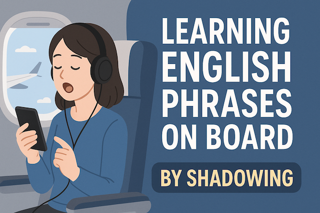 機内での英語フレーズをシャドーイングで習得する