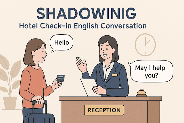 ホテルチェックイン英会話をシャドーイングで練習する