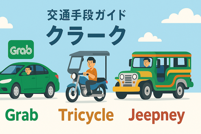 クラークでの交通手段ガイド【Grab・トライシクル・ジプニー】