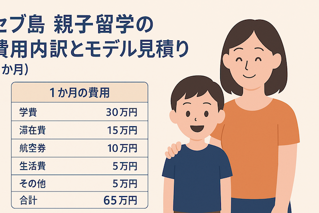 セブ島 親子留学の費用内訳とモデル見積り(1か月)